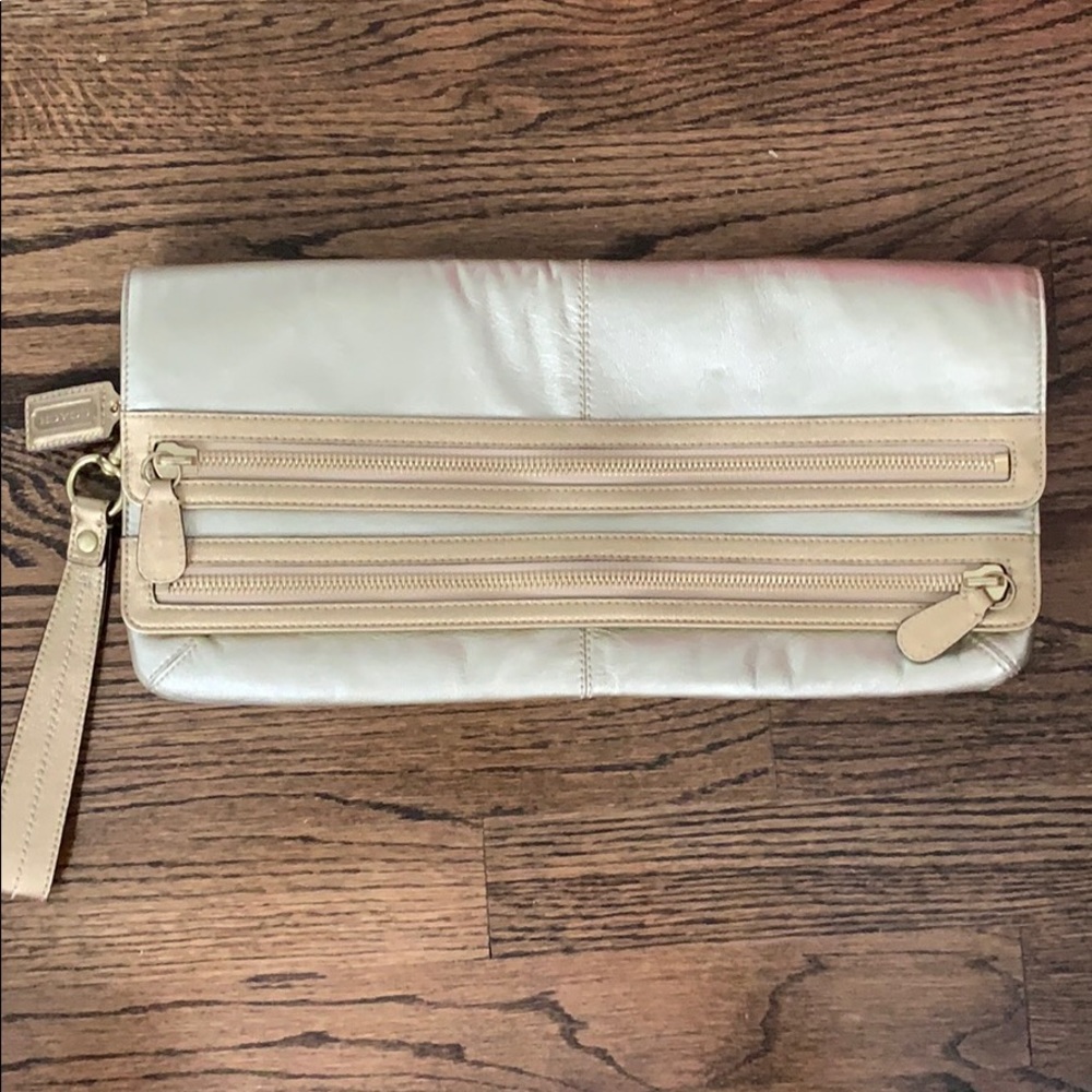 COACH metallic gold clutch / wristlet